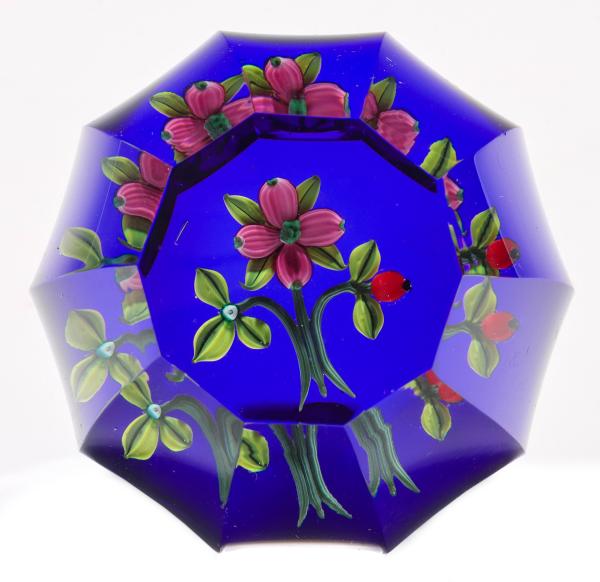JOHNE PARSLEY PINK FLOWER ON BLUE