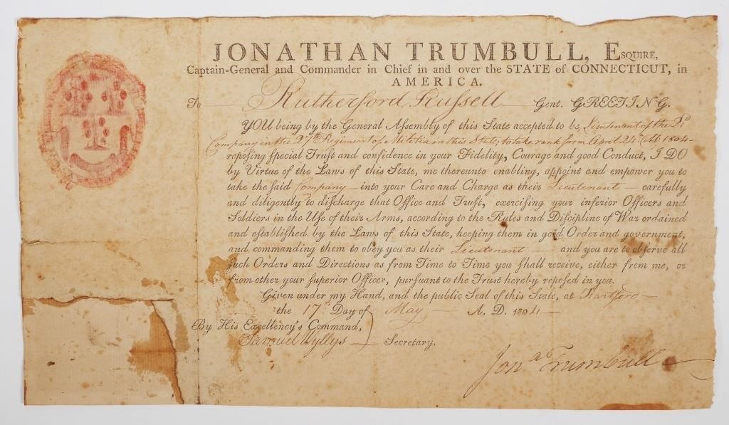 JONATHAN TRUMBULL, CONNECTICUT GOV,