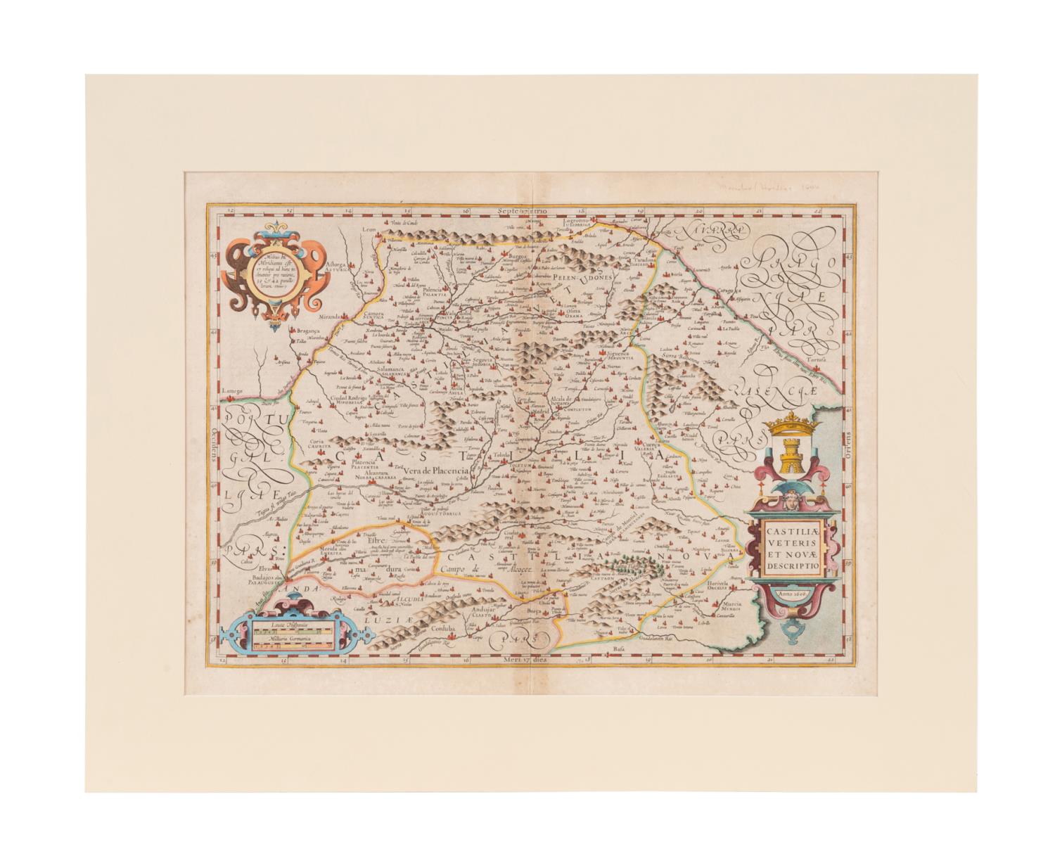 JOOST DE HONDT, HAND COLORED MAP OF