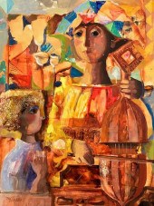 JORDI DOMENECH CUBIST OIL ON B