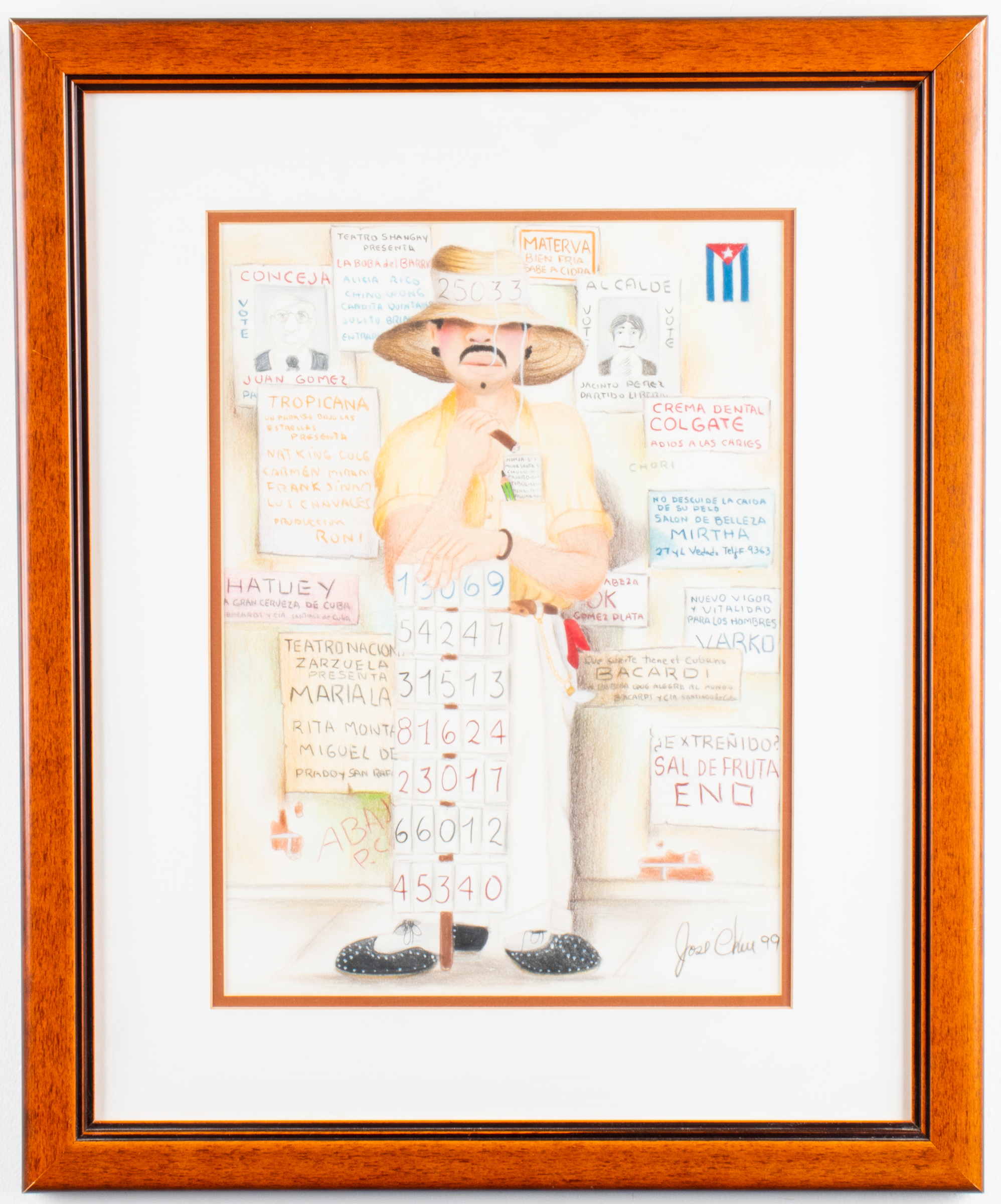 JOSE CHIU, "MAN W/NUMBERS,"  PASTEL