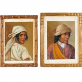 JOSE JARA, PAIR OIL ON VELLUM