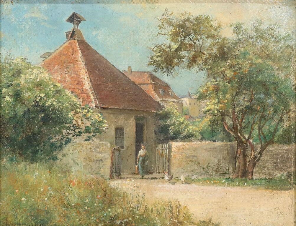 JOSEPH LYMAN OIL ON BOARD STREET IN