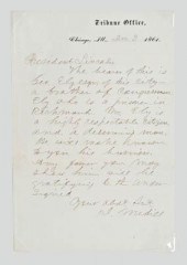 Joseph Medill letter to Lincol