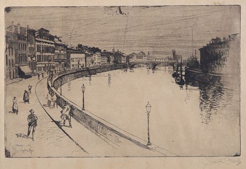 JOSEPH PENNELL ETCHING "PISA LUNG
