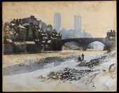 JOSEPH PENNELL WATERCOLOR "DUR