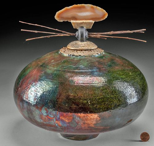 JOSEPH WOODFORD RAKU LIDDED JAR,