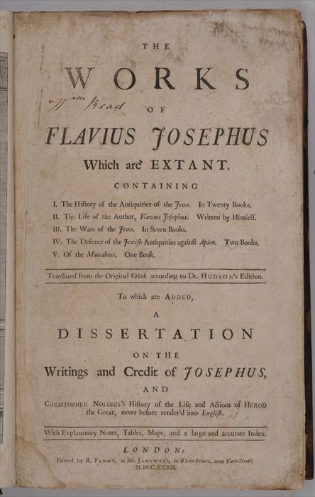 JOSEPHUS FLAVIUS. "WORKS" London