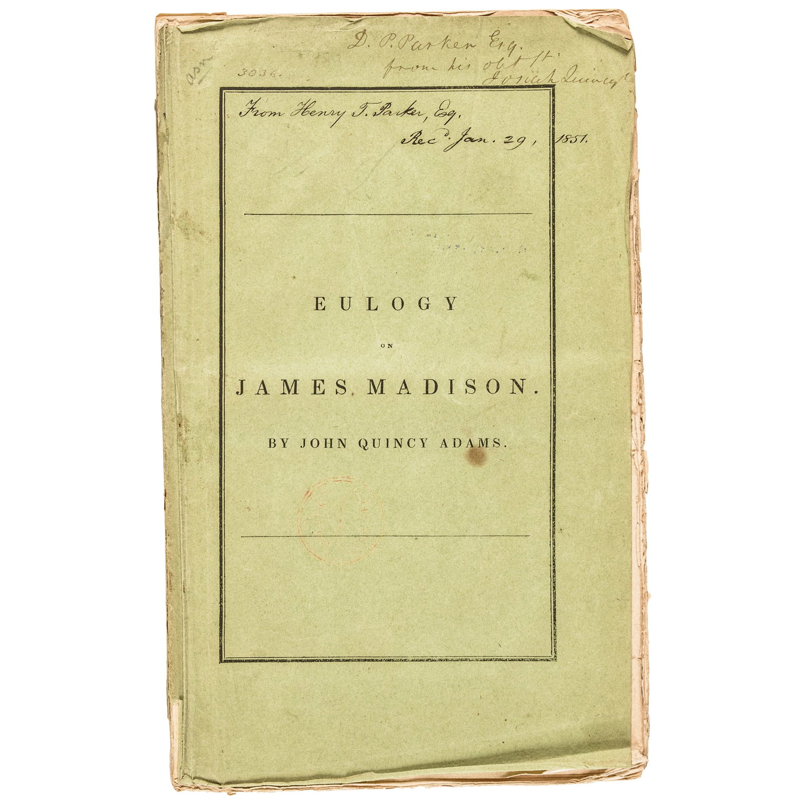 JOSIAH QUINCY III 1836 PERSONAL