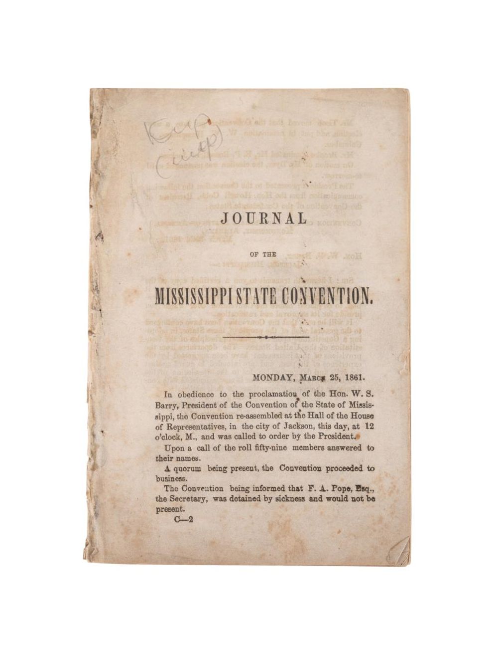 JOURNAL OF THE MISSISSIPPI STATE