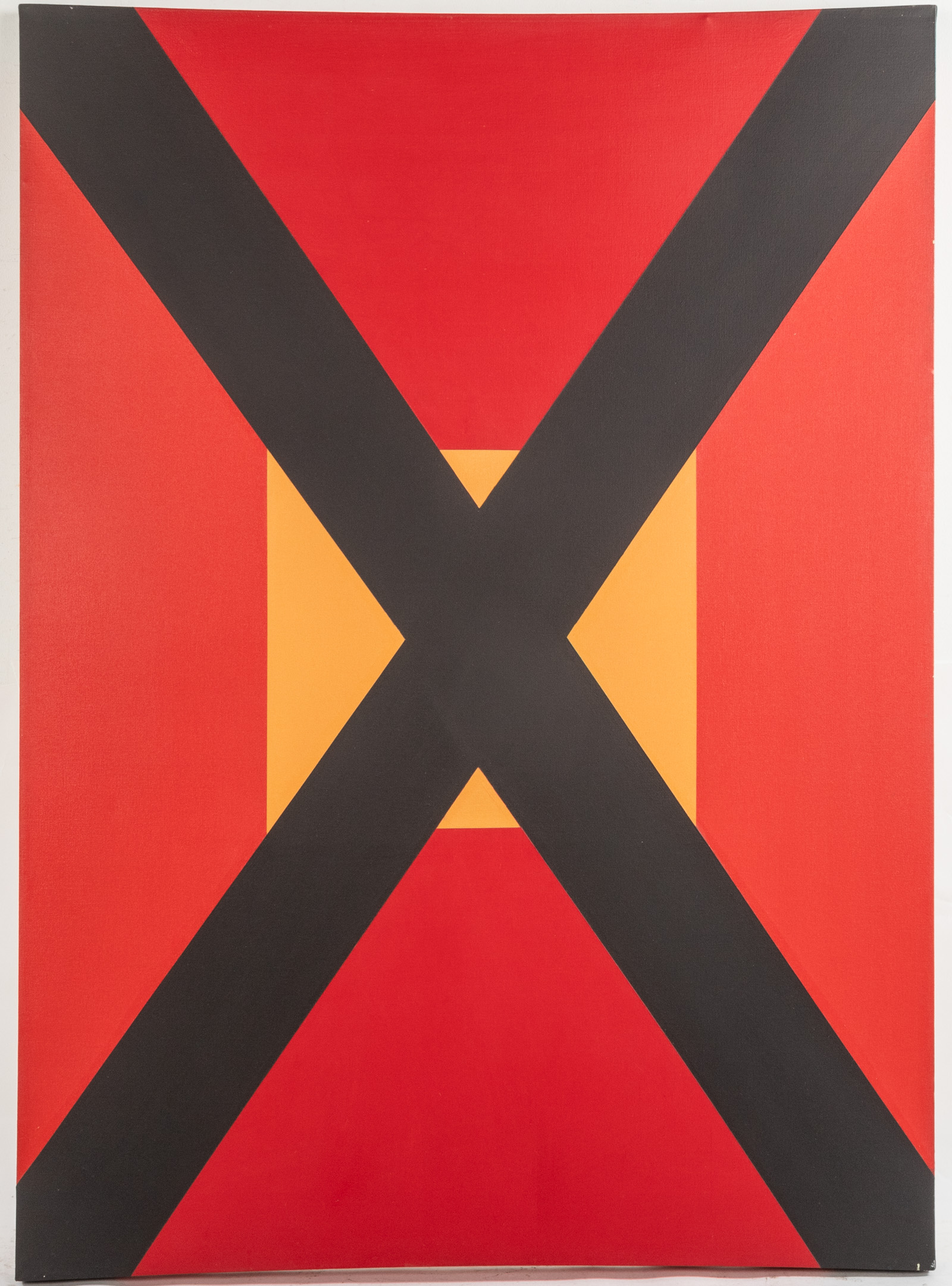 JOYCE DREWANZ. X ON RED, ACRYLIC