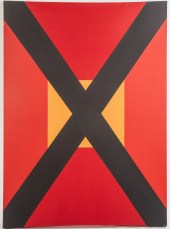 JOYCE DREWANZ. X ON RED, ACRYL