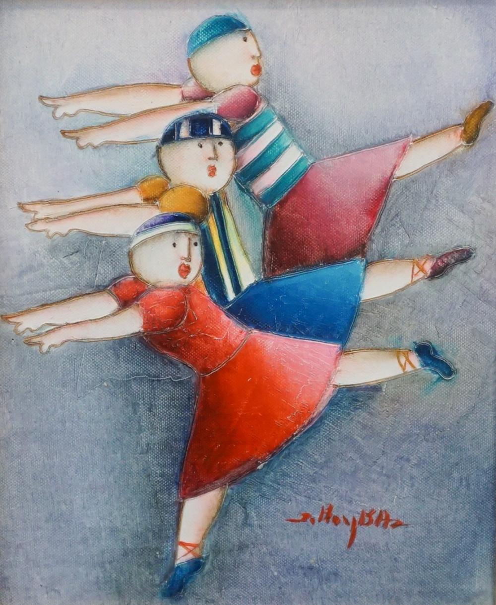 JOYCE ROYBAL, THREE DANCER, OIL