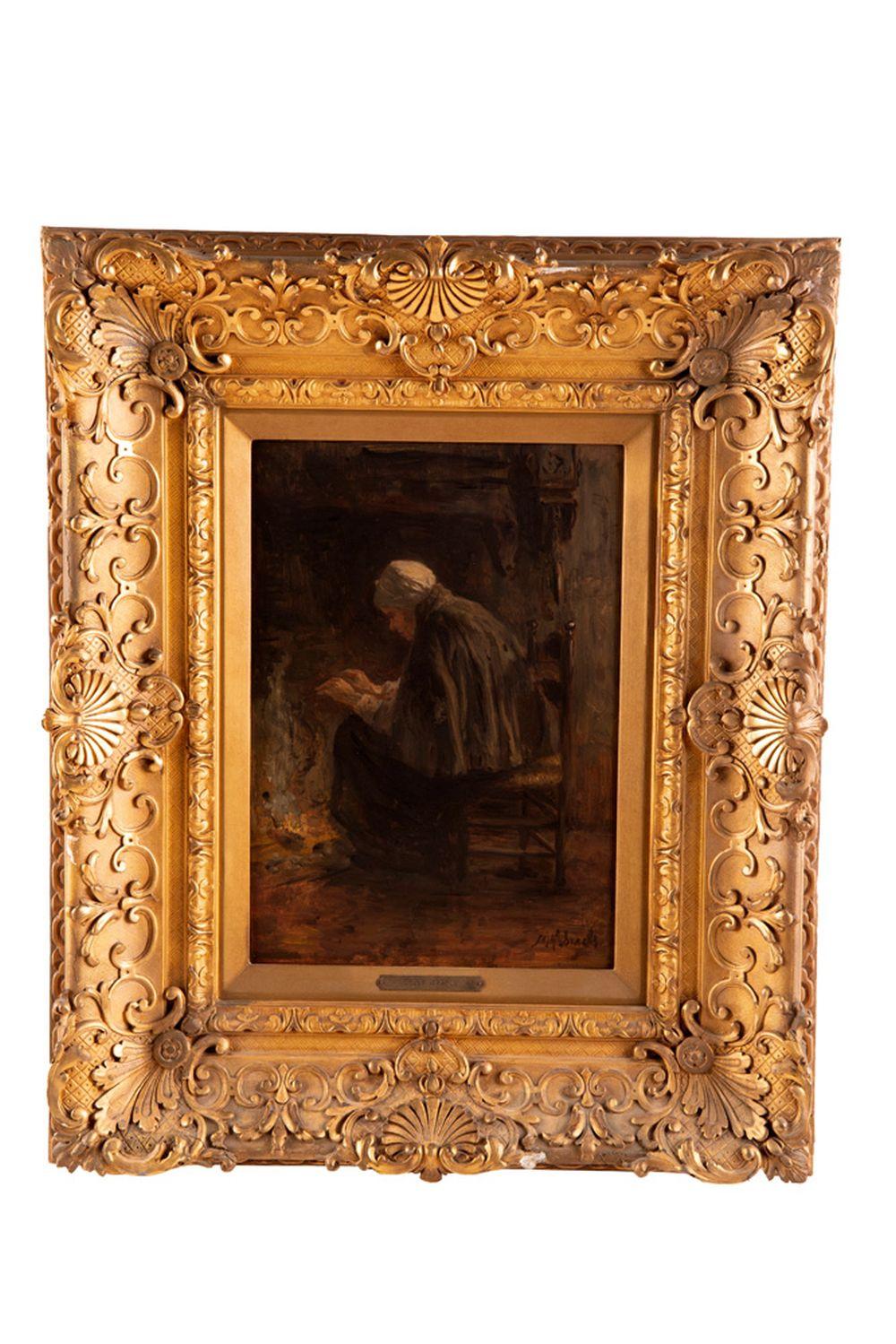 JOZEF ISRAELS: "WOMAN AT HEARTH"oil