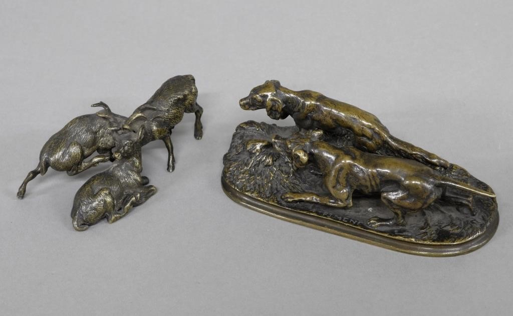 J.P. Mene bronze pointers, 2"H x