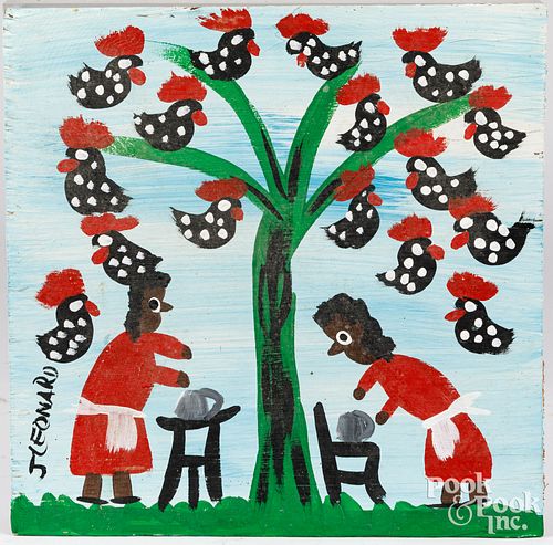 JUANITA H. LEONARD, FOLK ART OIL ON