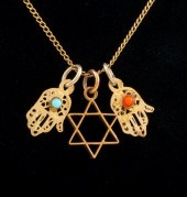 JUDAICA 14K GOLD COLORED STONE