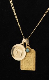 JUDAICA 14K YELLOW GOLD & TURQ