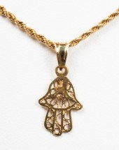 JUDAICA 14K YELLOW GOLD HAMSA