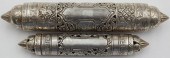 JUDAICA. (2) SILVER MEZUZAH SC