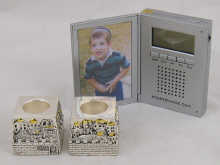 Judaica. A pair of silver cased