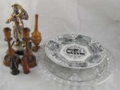 Judaica. A pair of treen candl