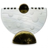 JUDAICA BRASS & GLASS HANUKKAH