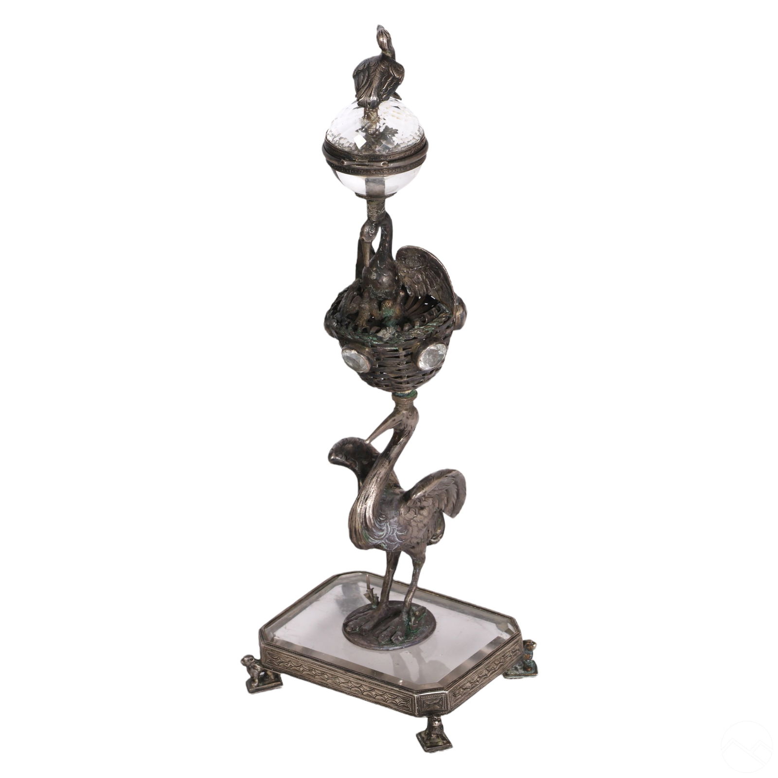 JUDAICA CRYSTAL & SILVER FIGURAL