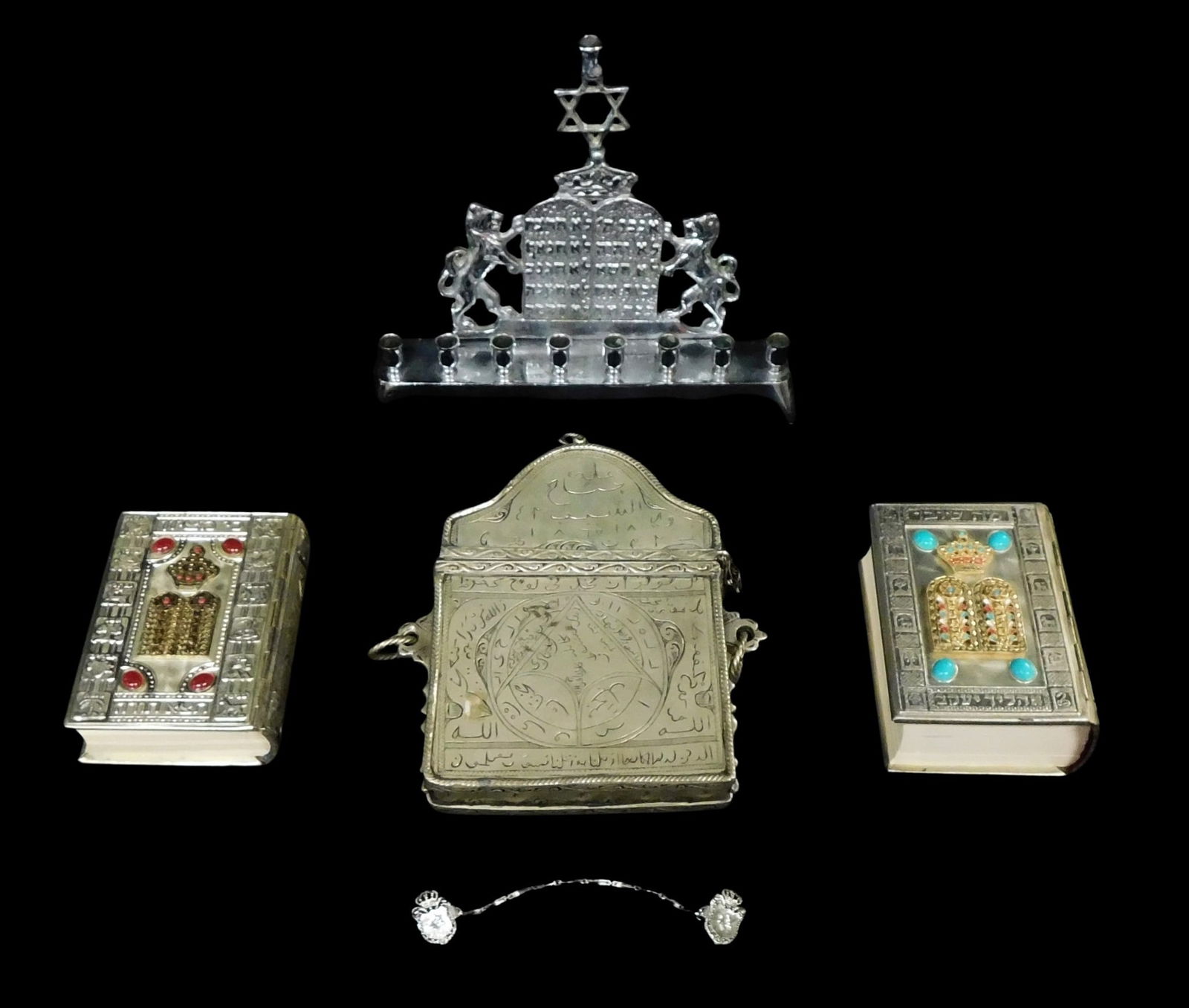 JUDAICA, FIVE PIECES, ALL