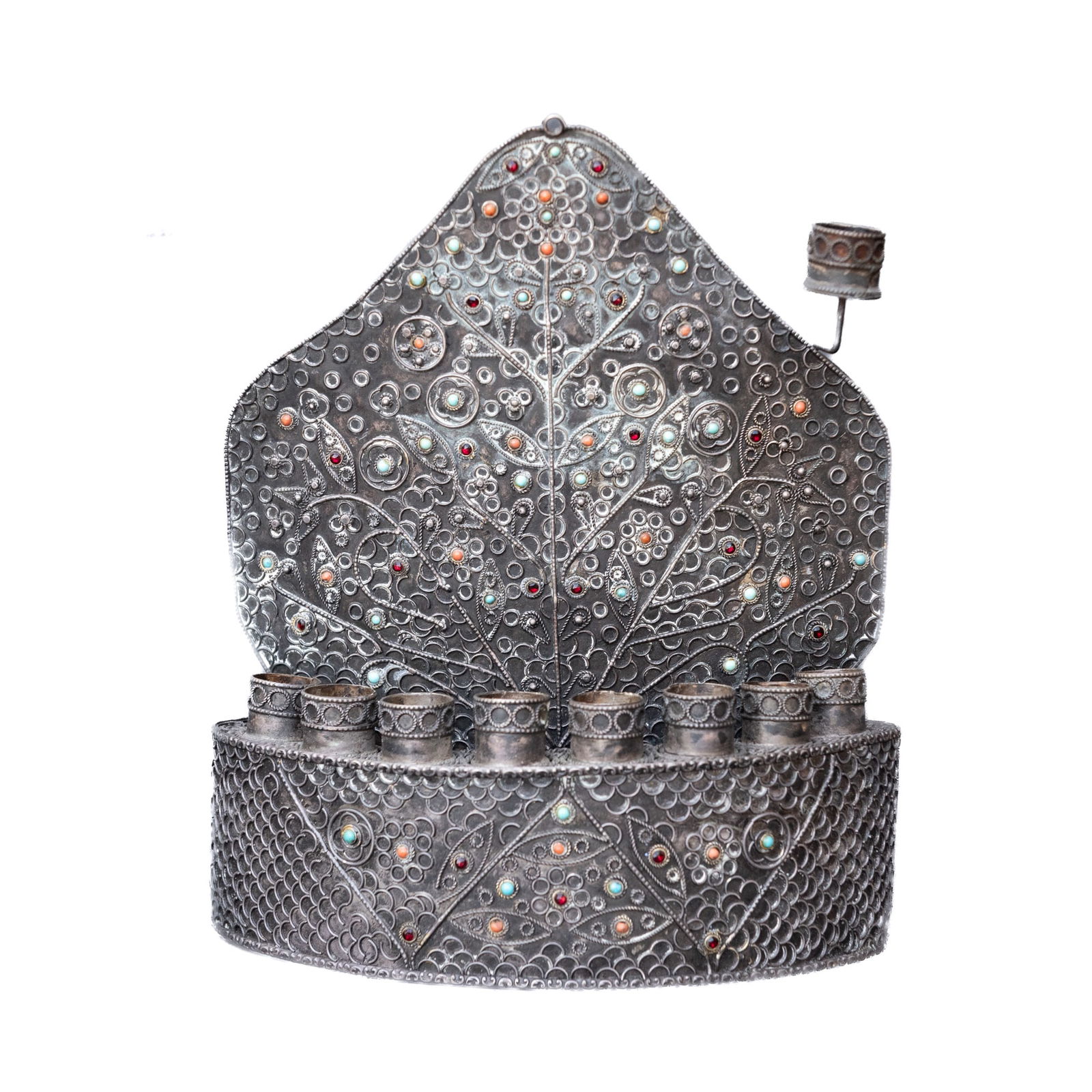 JUDAICA JEWELED HANUKKAH LAMP, 19TH
