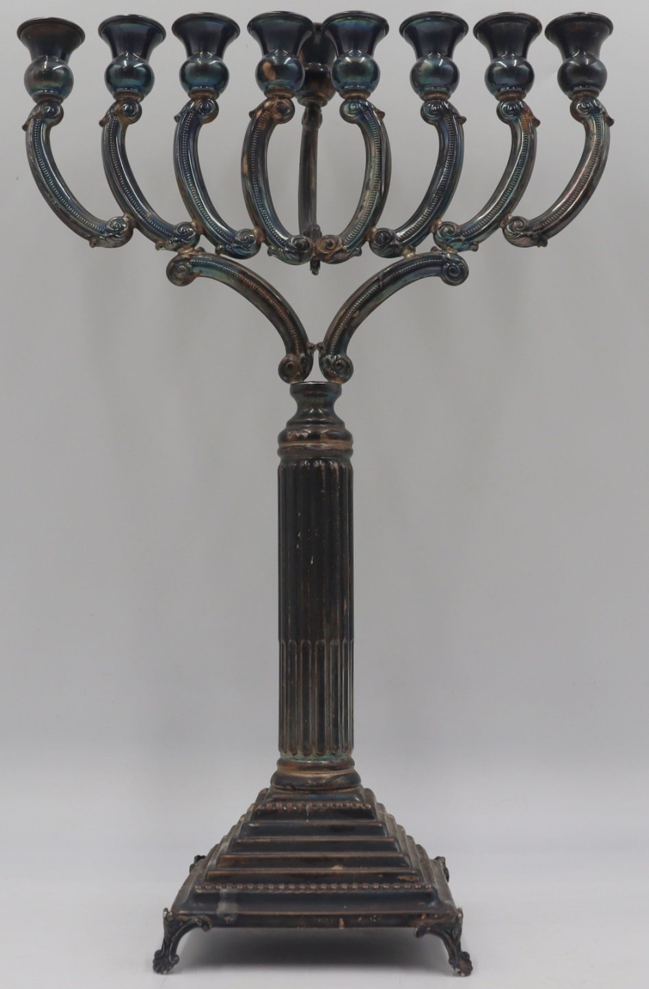 JUDAICA. LARGE SILVER FOOTED