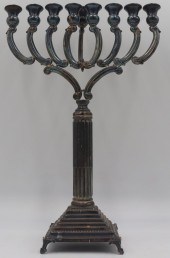 JUDAICA. LARGE SILVER FOOTED M