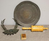 Judaica Lot.Includes a wood me