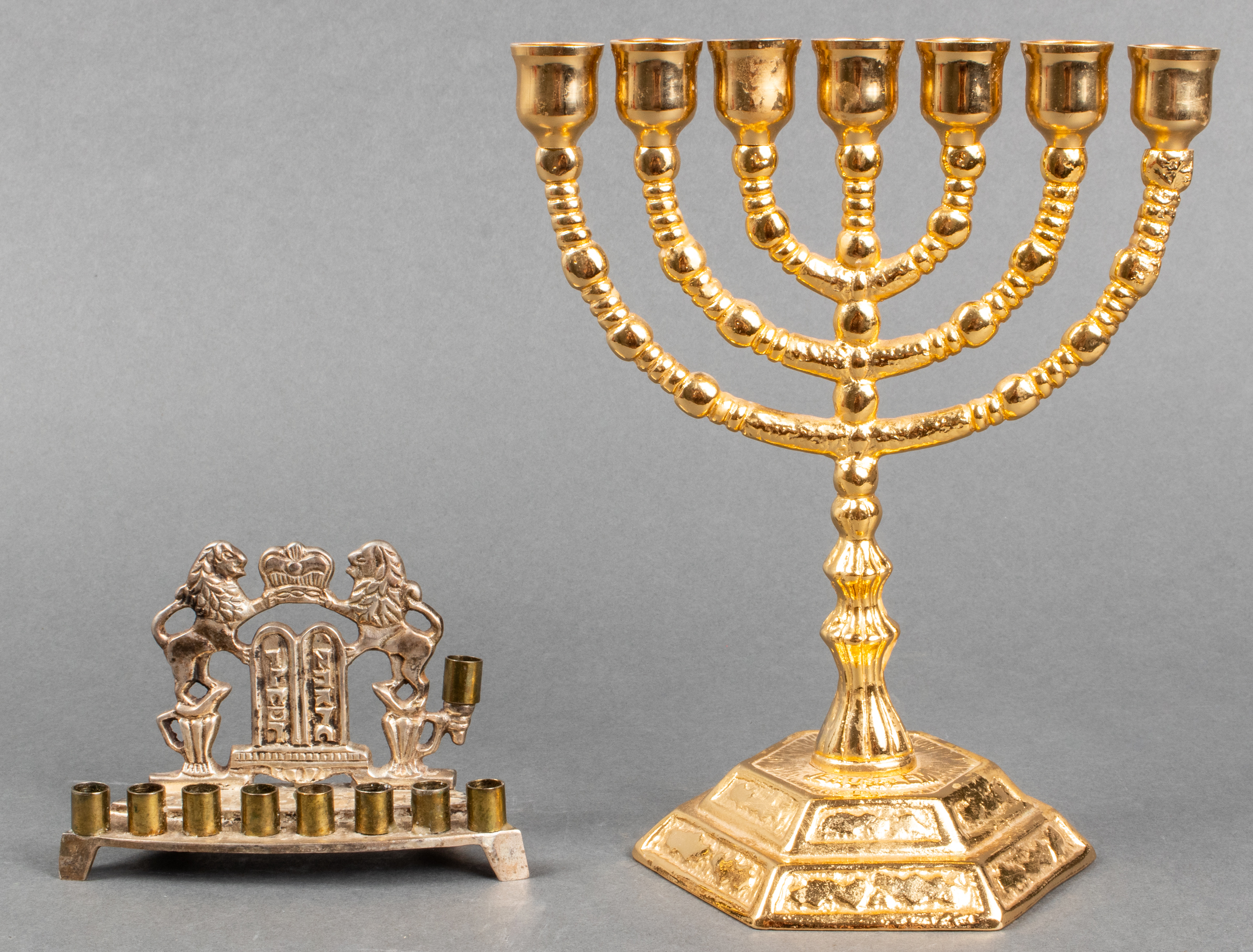 JUDAICA METAL MENORAHS, 2 Judaica