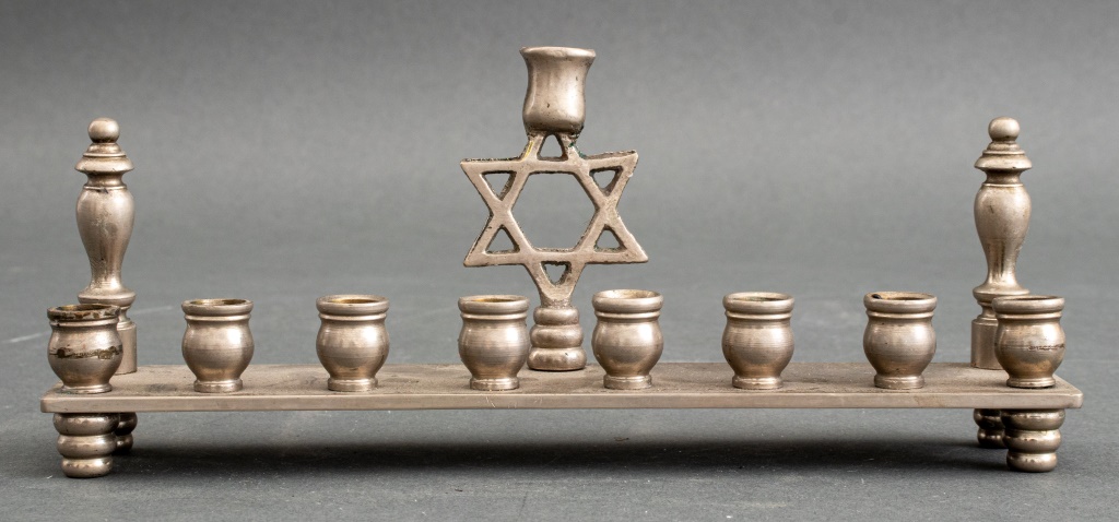 JUDAICA PEWTER MENORAH Judaica