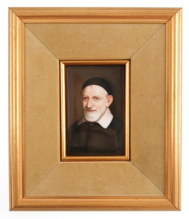 JUDAICA RABBI PAINTING ON PORCELAIN