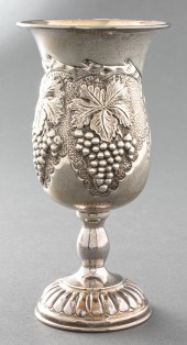 JUDAICA REPOUSSE SILVER KIDDUS