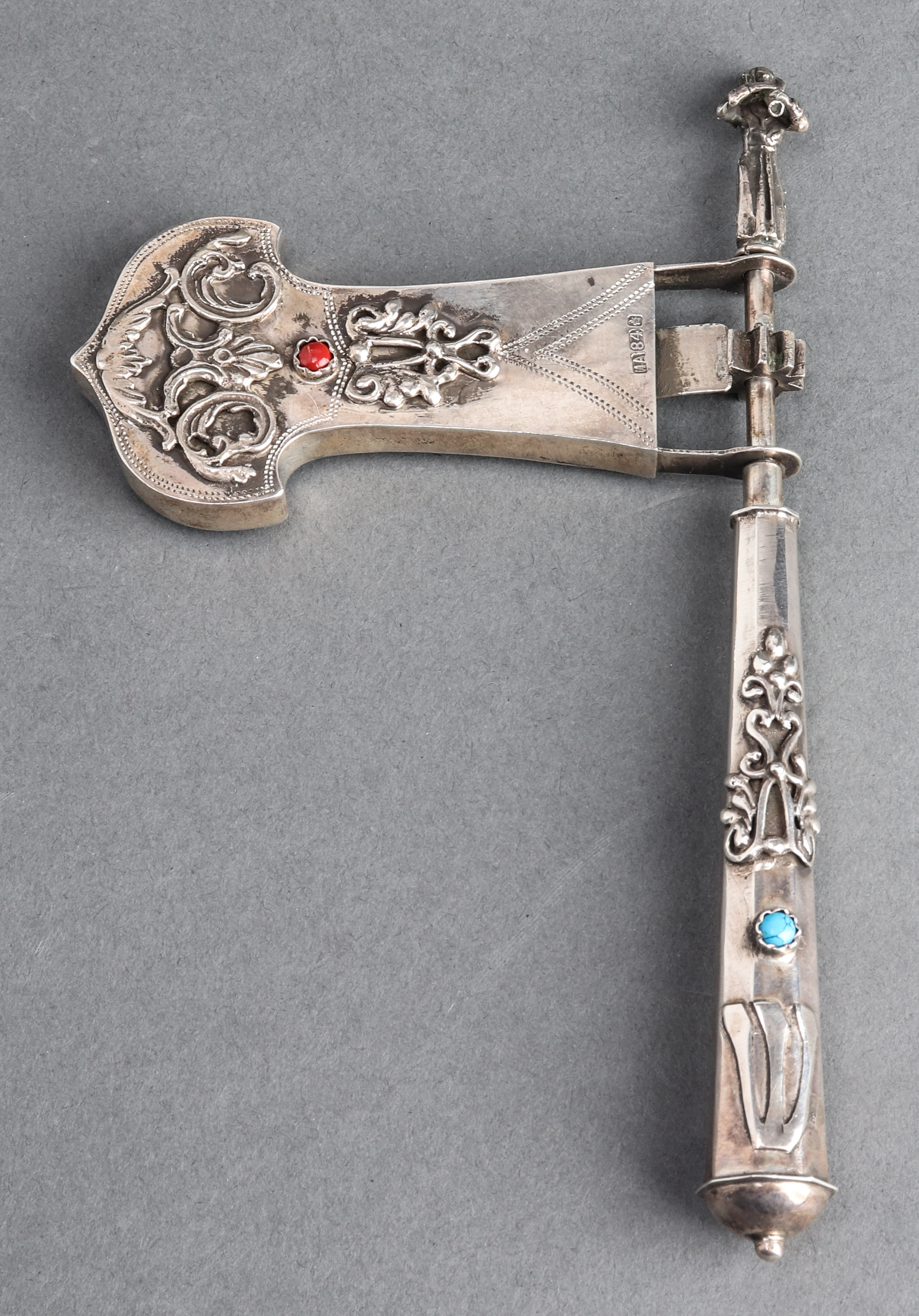 JUDAICA RUSSIAN SILVER GROGGER /