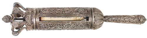 JUDAICA SILVER FILIGREE SCROLL OF