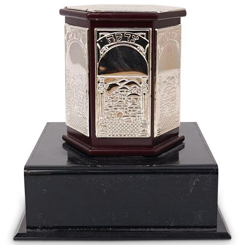 JUDAICA SILVER TONED TZEDAKAH