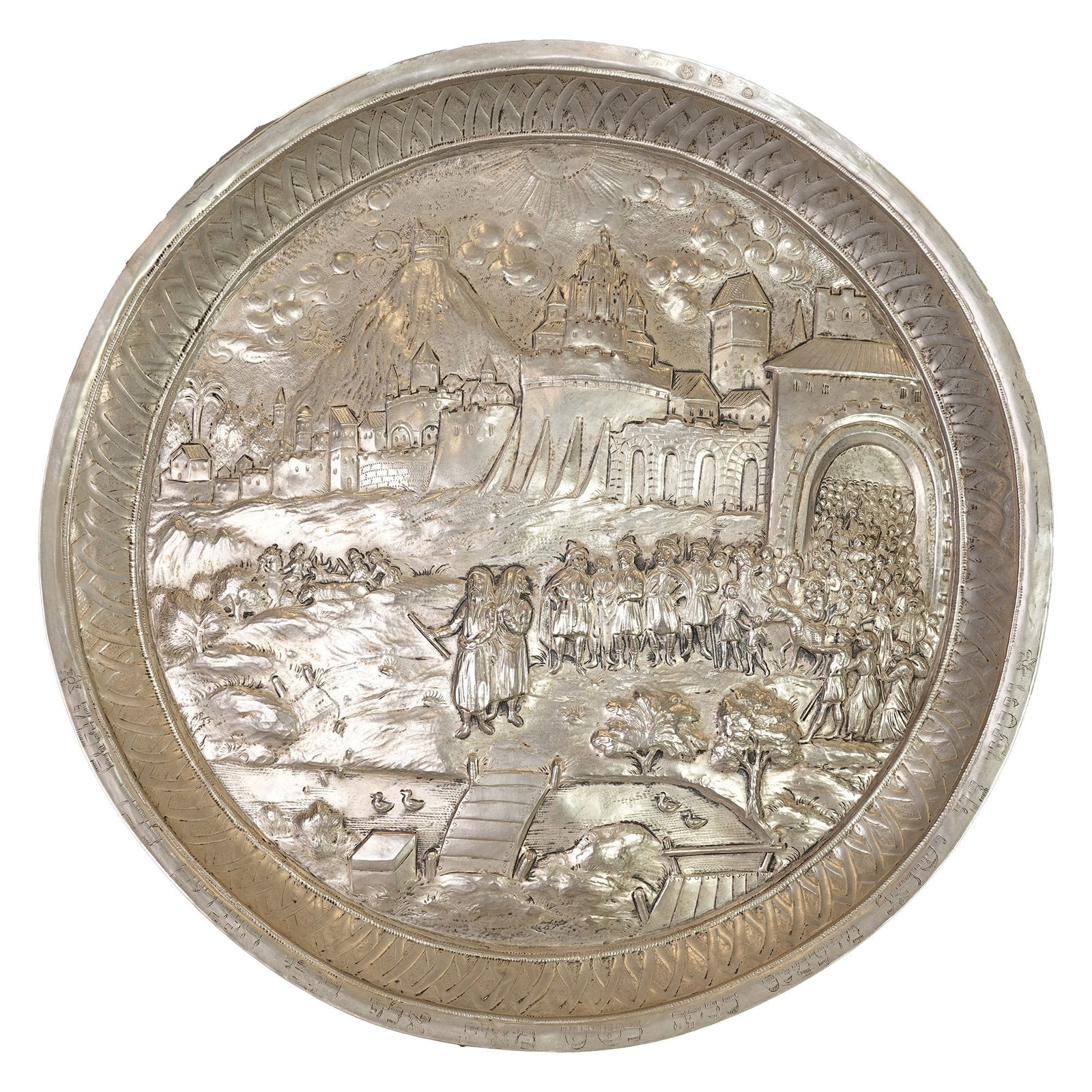 JUDAICA STERLING PASSOVER PLATE,