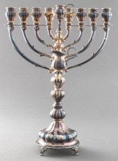 JUDAICA STERLING SILVER MENORA