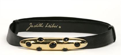 Judith Leiber belt    Black reptile