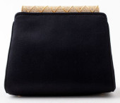 JUDITH LEIBER BLACK SATIN CLUT