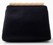 JUDITH LEIBER BLACK SATIN CLUT