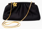 JUDITH LEIBER BLACK SATIN HAND