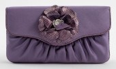JUDITH LEIBER PURPLE SATIN FLO