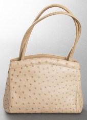 JUDITH LEIBER TAUPE OSTRICH HA