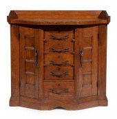 JUGENDSTIL CARVED OAK AND WROU