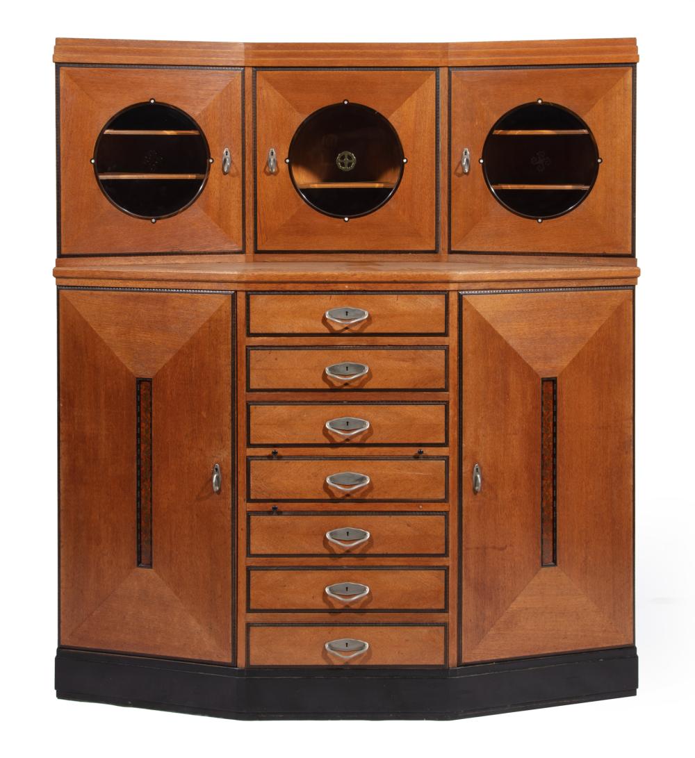 JUGENDSTIL INLAID OAK VITRINE